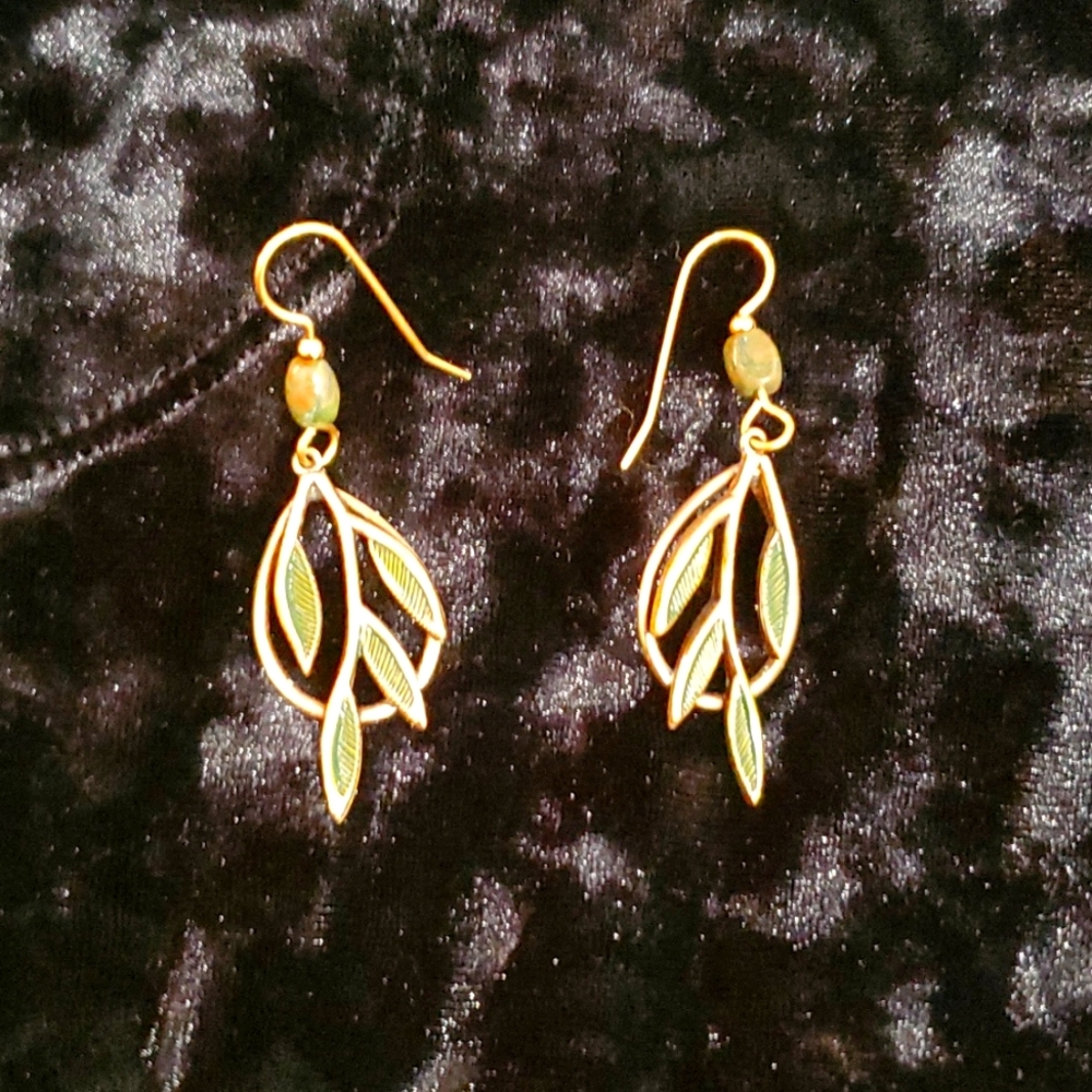 Olive leaf gold earrings